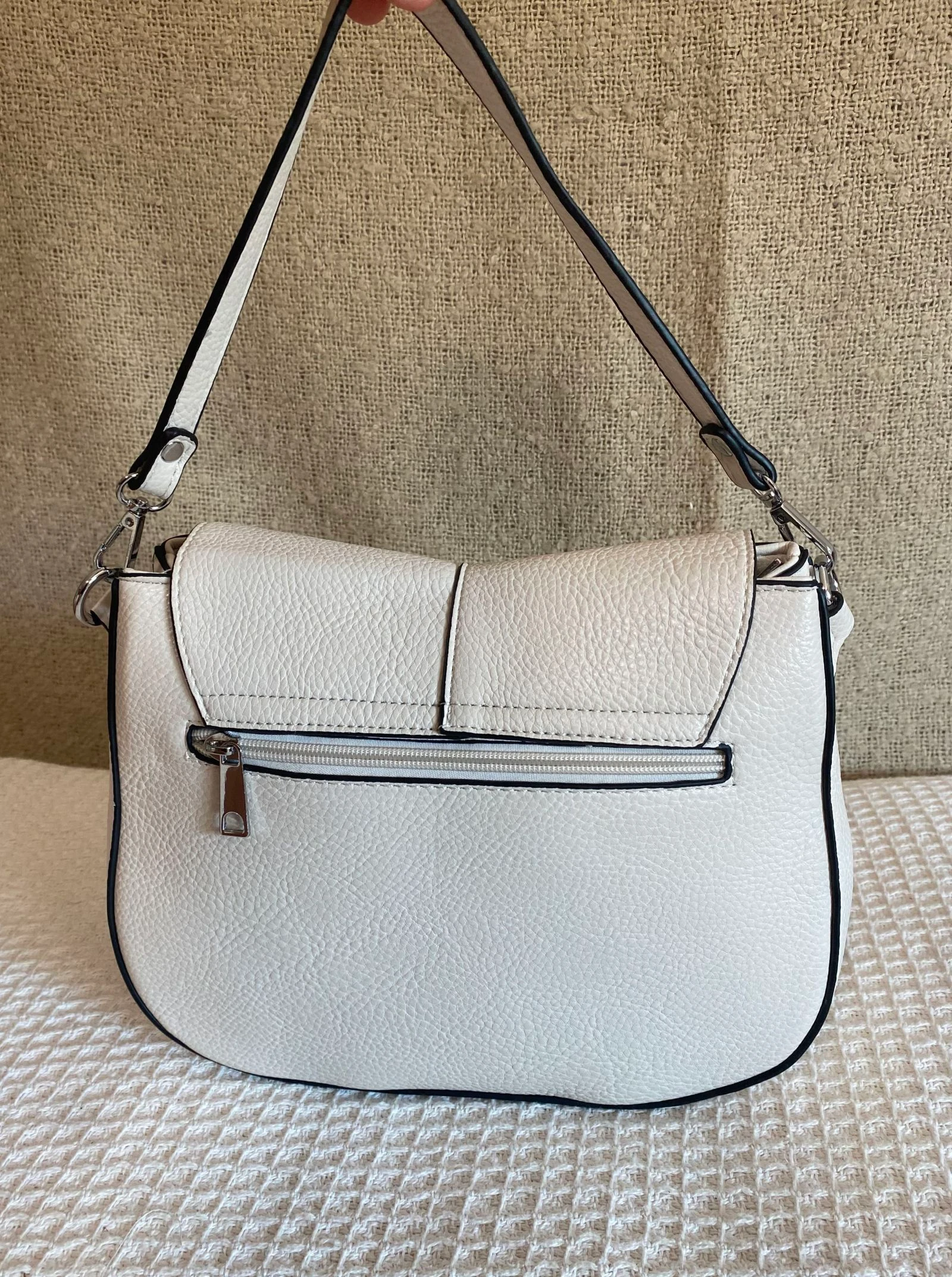 Bolso hobo con bandolera blanco roto doble compartimento  – photo 3